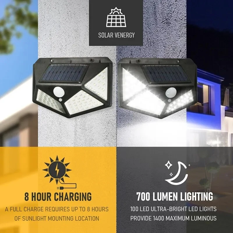 Outdoor Lighting Traditional - Lampada solare multifunzionale da 100 LED