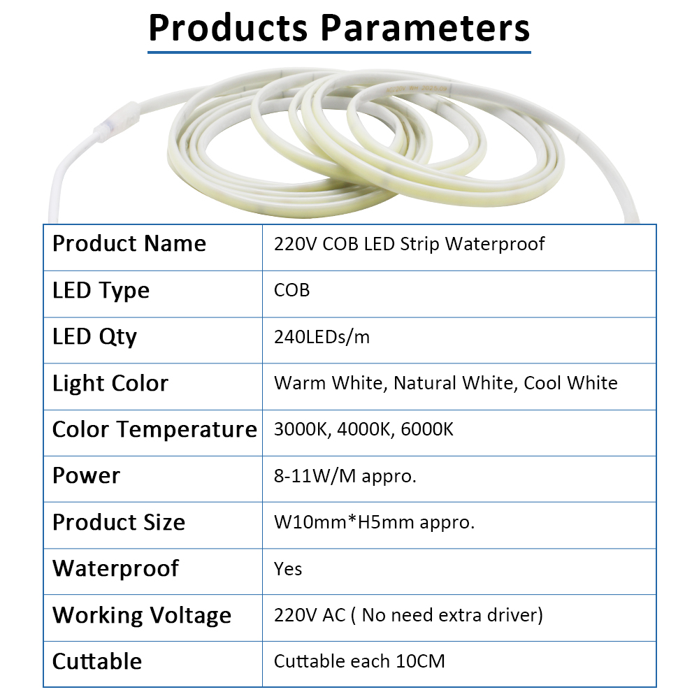 220V IP67 Striscia LED COB imp - Outdoor Lighting Extension Cord recensione e prezzo